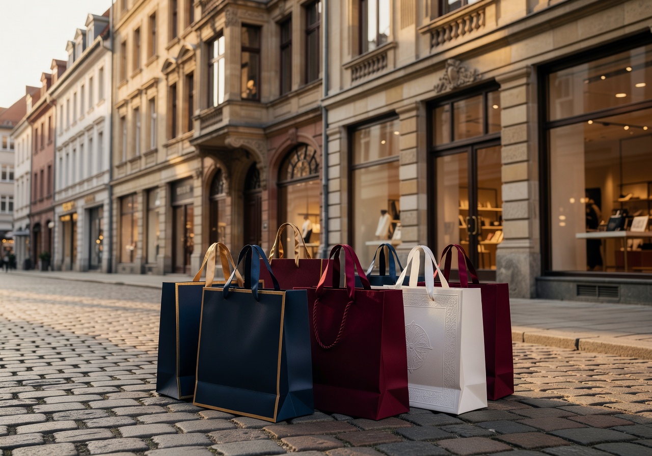 Elegant shopping bags representing Germany's vibrant retail streets