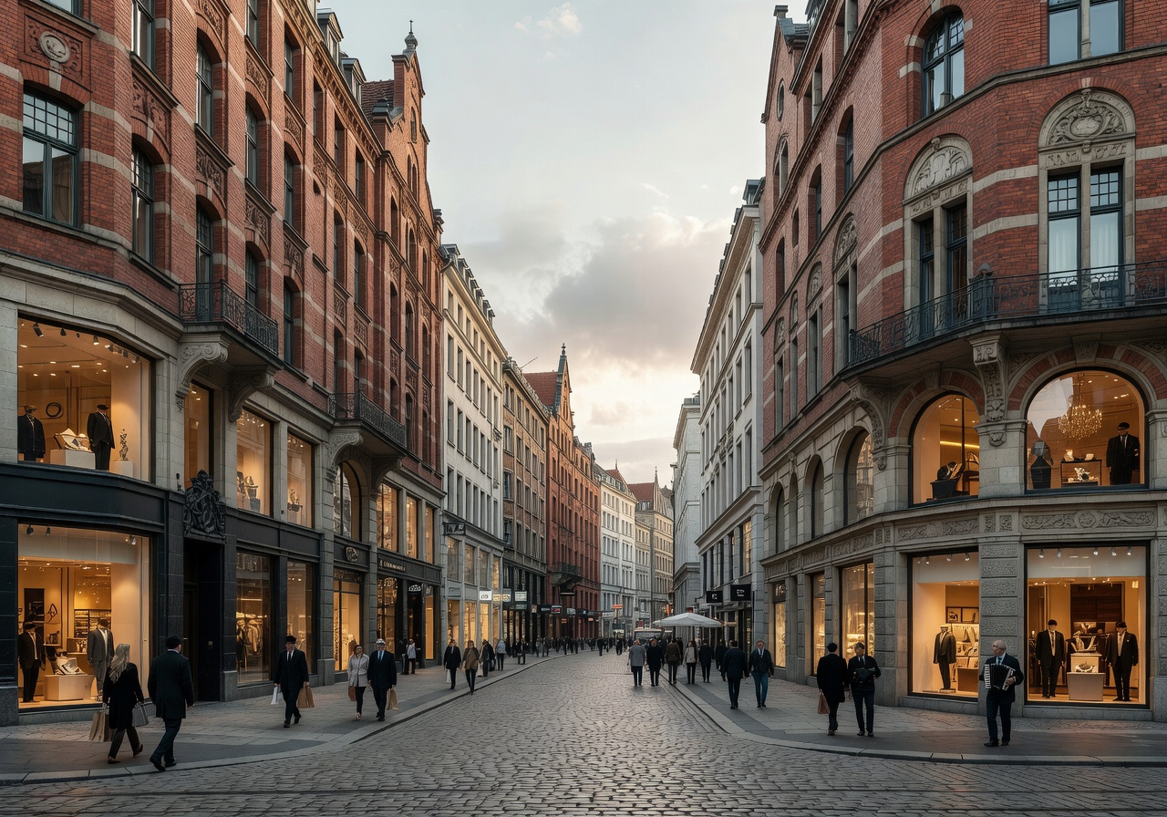 Hamburg's Mönckebergstraße with grand commercial buildings