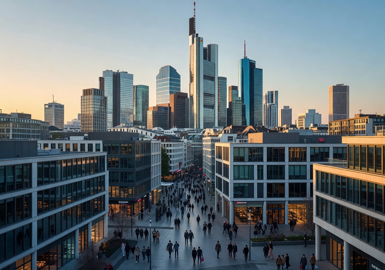 Modern Frankfurt skyline near the Zeil shopping district
